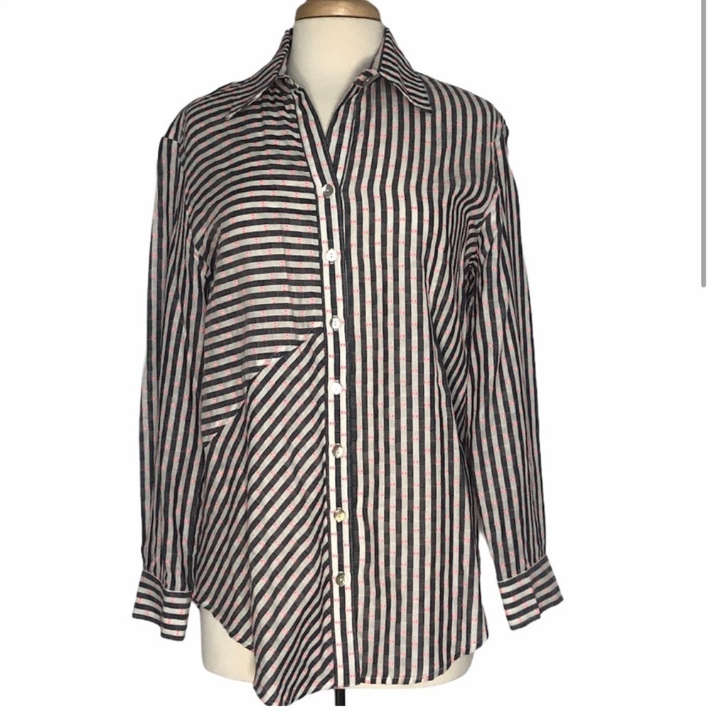 FINLEY Stripped Button-Down Shirt Size Medium - Picture 6 of 6